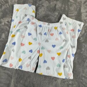 Carters Kids Pajama Pants 10 10A White Multi Color Hearts Fleece Sleepwear
